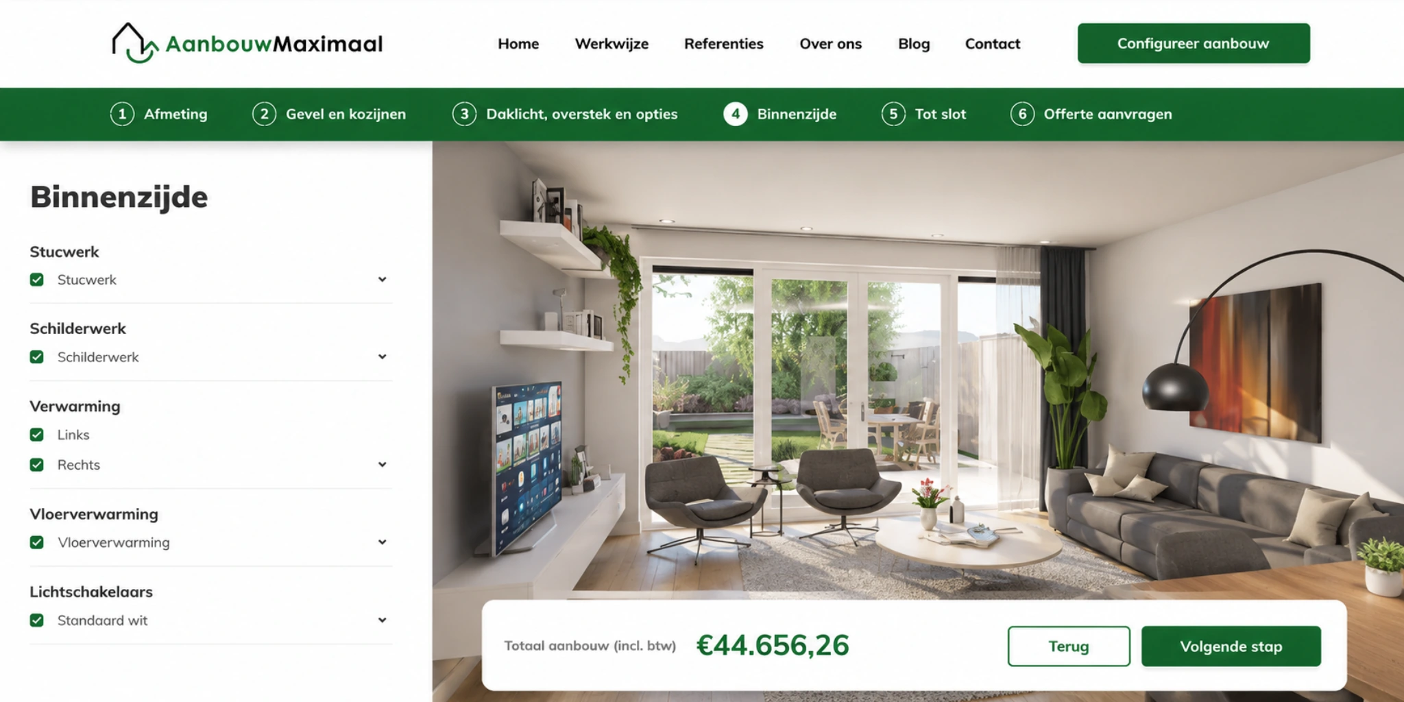Voorbeeld van een uitbouw online ontwerpen bij AanbouwMaximaal